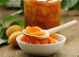 apricot, peach jam with pieces of fruit