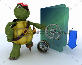 Pirate Tortoise depicting illegal movie downloads