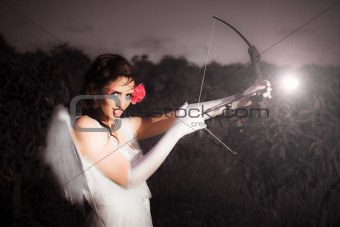Cupid With Bow And Rose Arrow