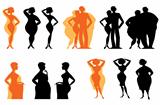 Silhouettes of dieting people