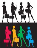 Silhouettes of shopping girls