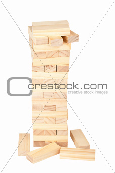 Collapsed wooden blocks tower 
