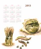 Calendar for 2013 with vegetable
