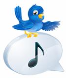 Bluebird musical note speech bubble