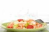 Salad of king prawns, tomatoes and pasta