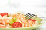 shrimps with pasta and vegetables