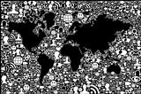 Social media network icon Earth map