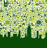 Green city eco icons background