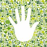 Man hand in green icons