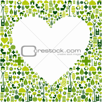 Green environmnet love icon set background