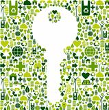Key with green icons background