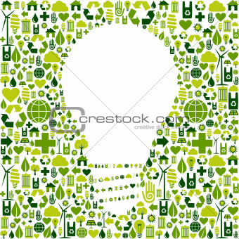 Light bulb symbol with green icons background