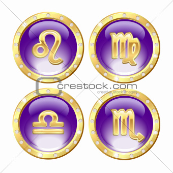 Set of the Golden Zodiac Signs