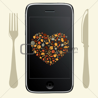 Phone With Food Icons