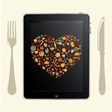 Tablet Computer With Food Icons