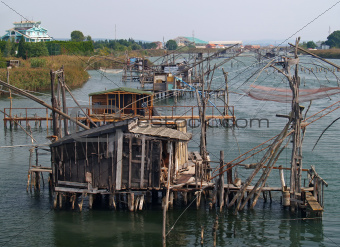 Fishermen's huts on the river