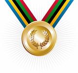 Olympics games gold medal with laurel wreath