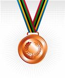 Bronze medal with ribbons background