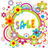 Sale advertisement with circles and flowers