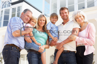 Extended Family Outside Modern House