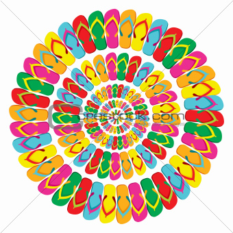 Summer multicolor flip flops mandala