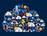 Weather icons set in cloud shape
