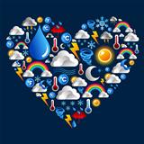 Weather icons set in heart shape