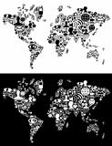 Social media network icons in World map figure