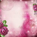 Album page - romantic background with  rose, ribbon, text