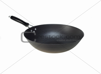 chinese wok pan isolated on white