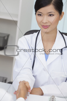 Chinese Female Woman Hospital Doctor Shaking Hands