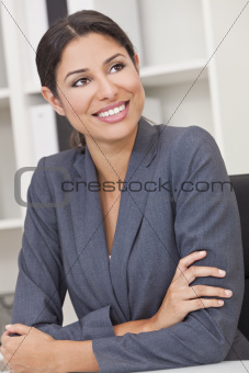 Happy Smiling Hispanic Businesswoman Woman 