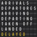 Airport departures and arrivals flip board
