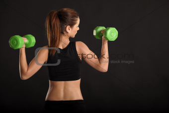 Working out with dumbbells