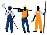 Three workers silhouettes