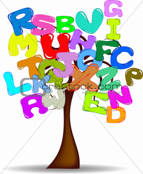 Tree with colored letters
