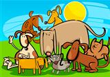 Cartoon Group of Funny Dogs