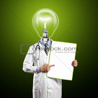 Lamp Head Doctor Man With Empty Board