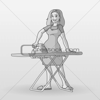 Monochrome Housewife Illustration