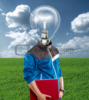 Lamp Head Man With Laptop