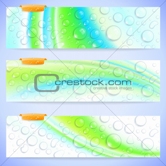 Abstract Banners With Waterdrops