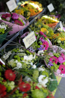 Bouquets at flower market