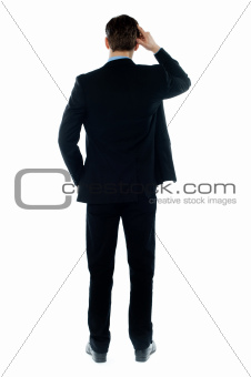 Back-pose of a corporate person standing