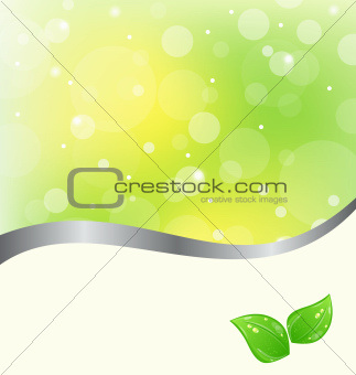 Ecology card with green leaves