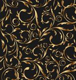 Golden seamless floral background, pattern for continuous replic