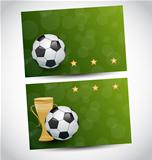 Football cards with champion cup and place for your text 