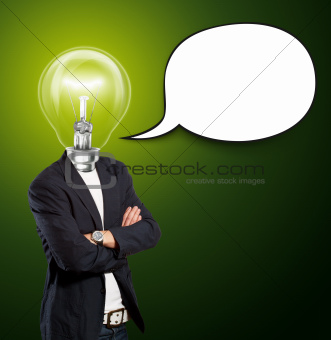 Lamp Head Businessman With Speech Bubble