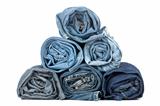 Stack of rolled jeans 