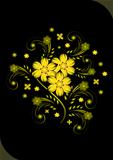 Abstract golden flowers on black background