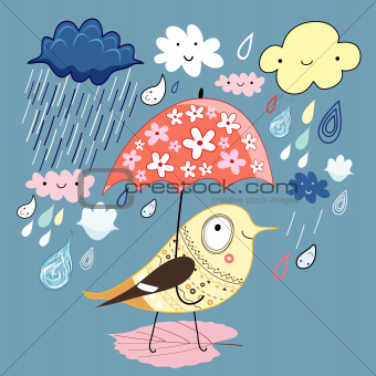 bird under the umbrella